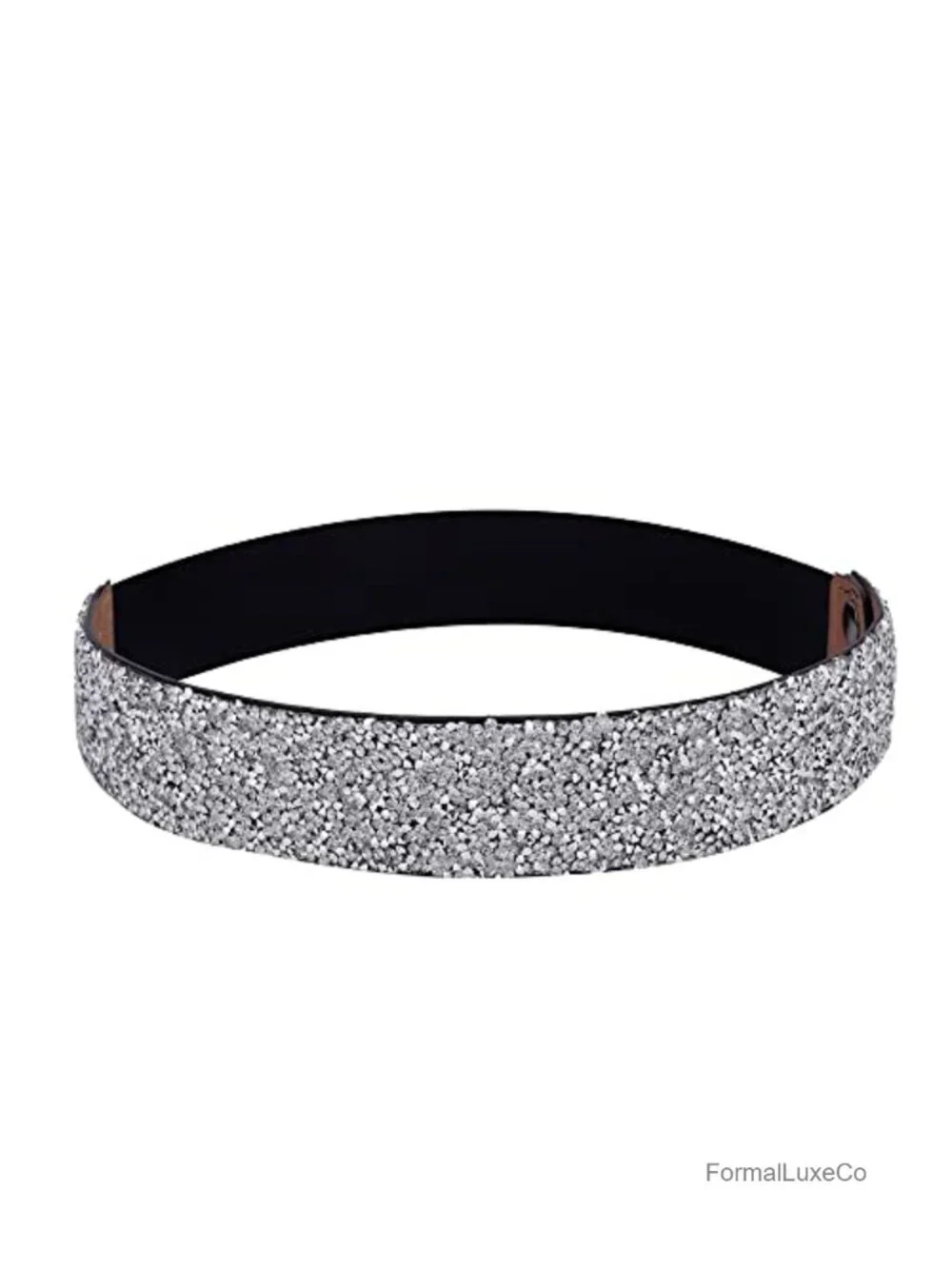 Rhinestone Pu Leather Stretchy Cinch Belt - Sparkly Crystal Waist Belt for
